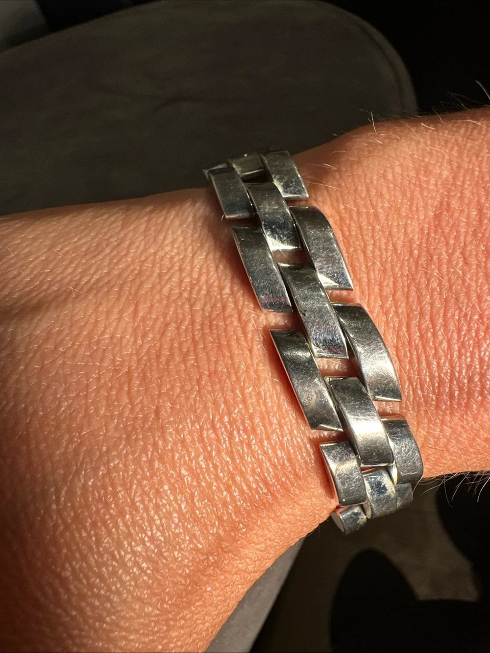 Vintage .925 Sterling Silver Panther Link Bracelet Heavy 55g 7.5